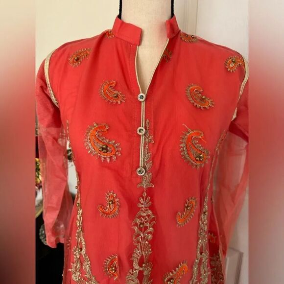 PAKISTANI INDIAN DRESSY SEMI FORMAL KURTA TOP - Picture 7 of 7